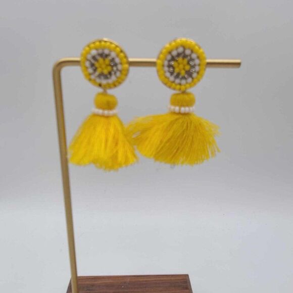 J Crew Mini Scope Tassle Bead Yellow Earrings - Picture 9 of 9